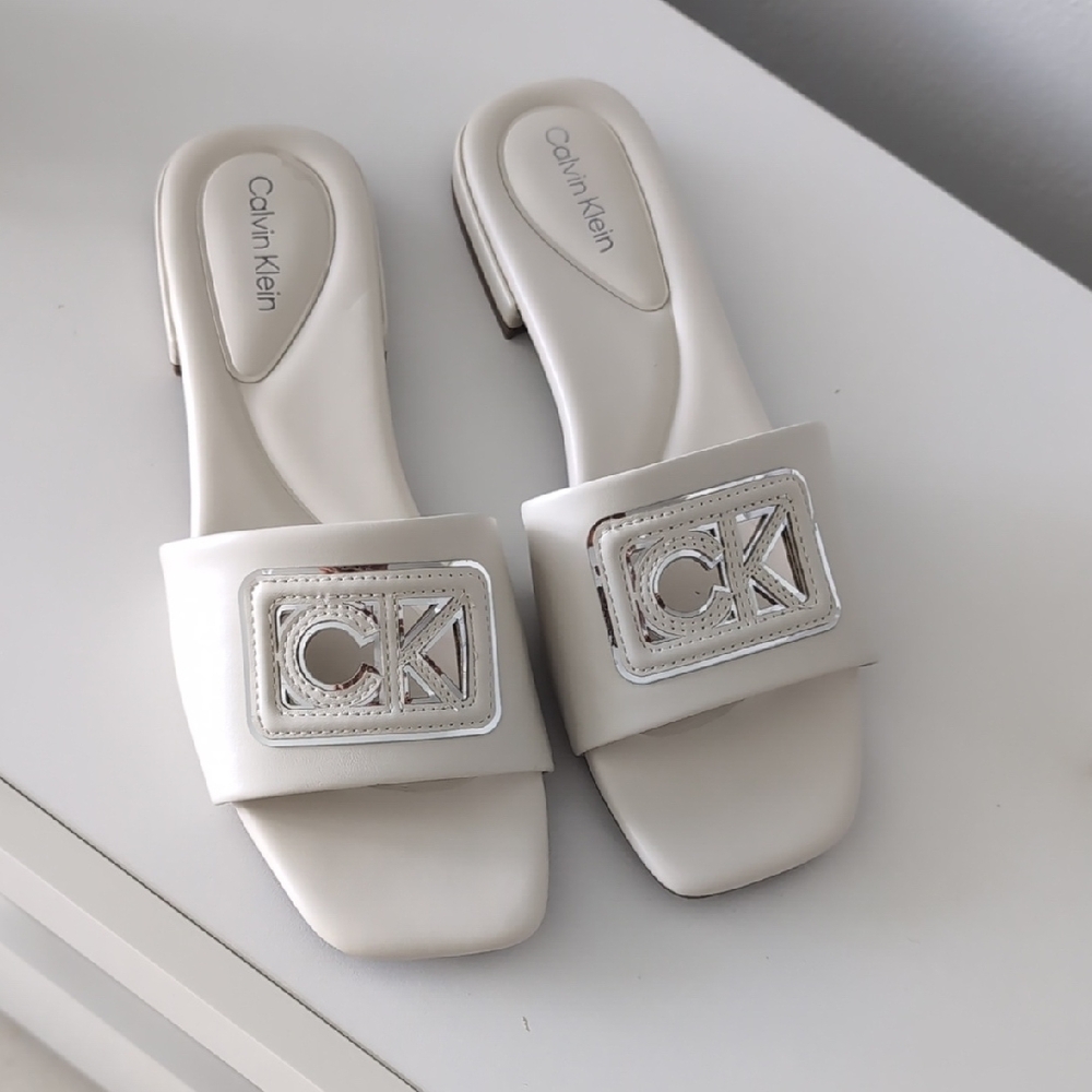 Calvin Klein White Sandals Elegant Comfort